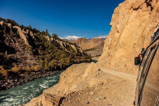 Gravel road in Upper Chitral valley in Pakistan