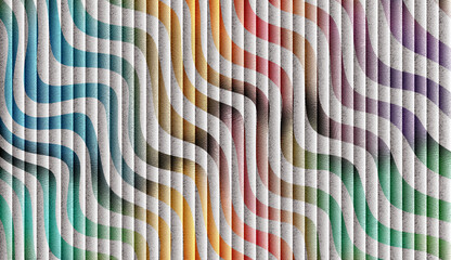 Abstract Wavy Geometric Pattern with Vibrant Gradient Colors and Digital Grid Distortion Texture