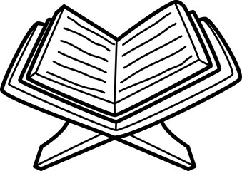 handrawn illustration of Quran outline style and recolorable