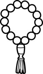 handrawn illustration of Tasbih outline style and recolorable