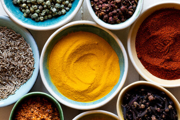 Food spices up close variety