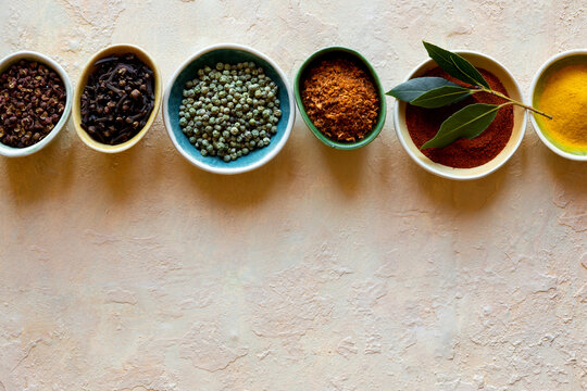 Cooking spices in various bowls