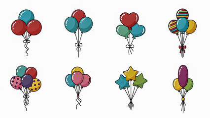 Collection of colorful balloons for celebration and party