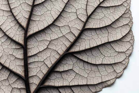 Leaf venation stipple texture element, magnified botanical veins in dotted topology
