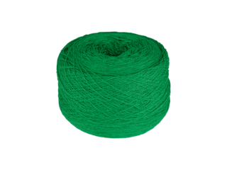 A rich Green yarn ball with a smooth texture, isolated on a white background. Ideal for knitting, crocheting, or craft projects, this elegant skein adds a luxurious touch to creative handmade designs