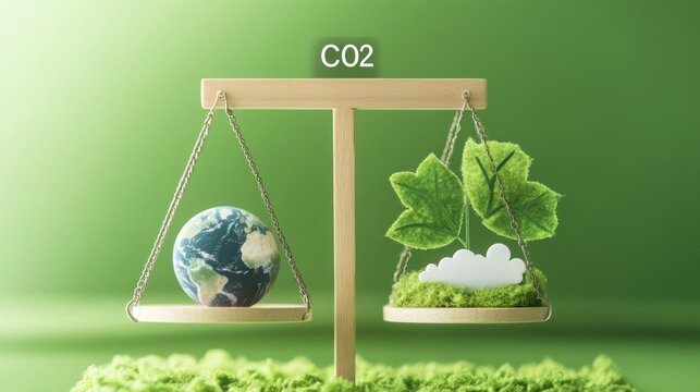 Balancing Act, Earth and Plants on a Scale, CO2 Emission Reduction