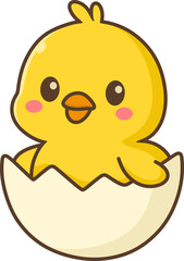 cartoon illustration of a chick still in its shell