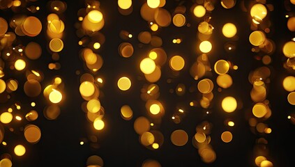 Glowing yellow orbs cascade, creating a blurred effect against a dark backdrop