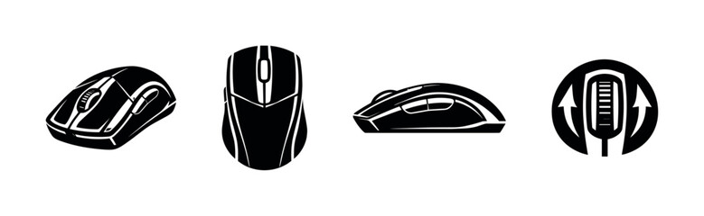 Computer mouse set, gadgets, devices, buttons, flat vector illustration