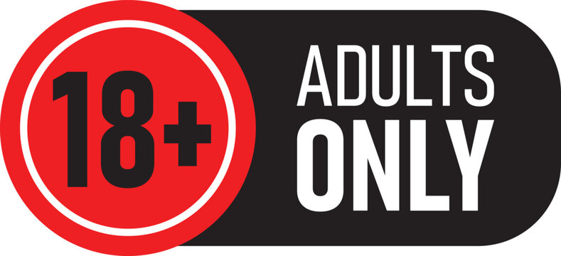 18+ Plus icon. under 18 years old age limit circle sign symbol