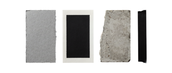 Scrapbook paper design elements with torn paper scraps for creative projects and collage art on transparent background