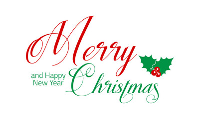 Christmas and New Year celebration banner with holly berries clipart icon