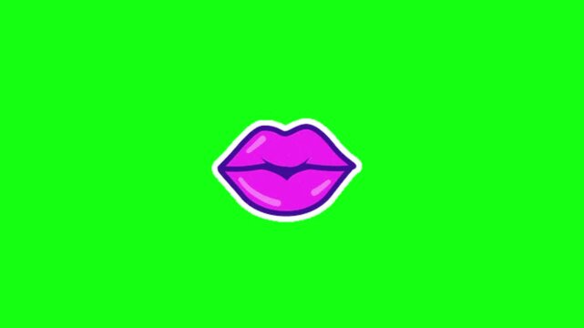 Lips on green background
