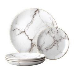 Elegant marble plates for dining table setting isolated on a transparent background