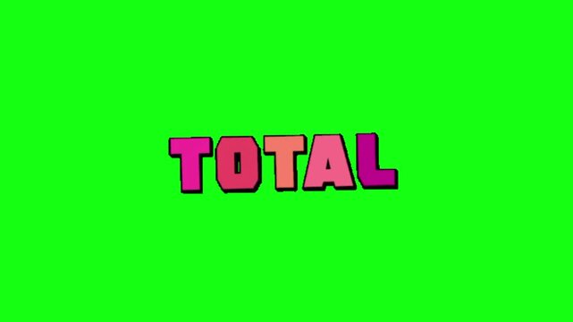 Animation text of total with green background