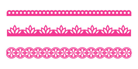 Lace scallop border edge frame pattern vector trim tape simple blends with soft curves. This punch paper look adds handmade warmth. A cute choice for textile themes.