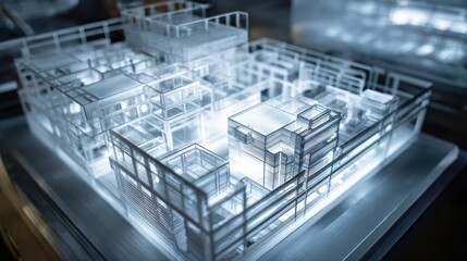Architectural model with light showing the design of the building structure