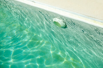 hotel swimming pool water, disinfection proper chemical balance in outdoor swimming areas, pool cleaning, summer vacation resort, nobody tourism leisure poolside relaxation, proper disinfection,