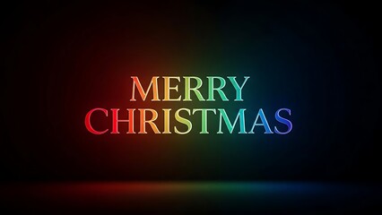 Rainbow Merry Christmas Text on Black Background.