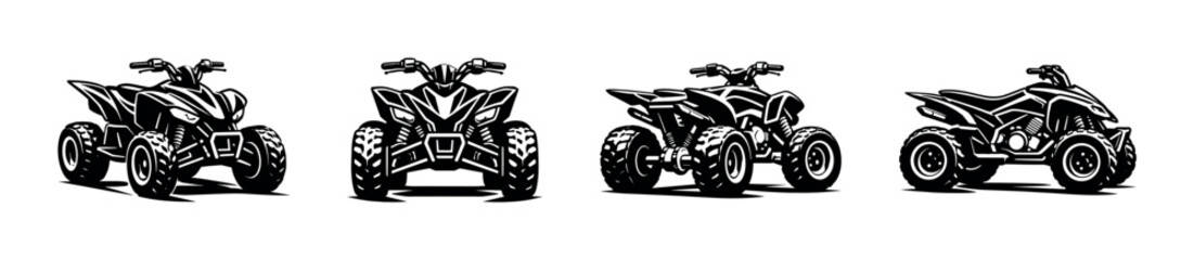 Fototapeta premium Quad bike collection, off-road vehicles, adventure, flat vector illustration