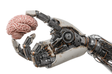 Robotic Hand Holding Human Brain