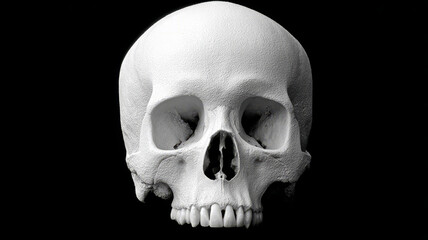 Obraz premium Human skull against a black background.