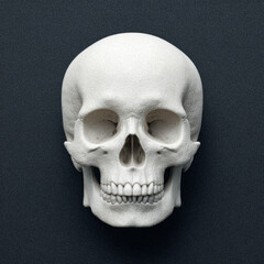 Fototapeta premium Realistic human skull on a dark background, emphasizing anatomy.