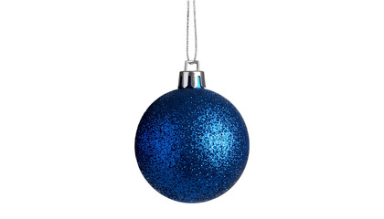 Shimmering Blue Christmas Ornament: A single, radiant blue Christmas ornament, suspended gracefully, its surface shimmering with festive allure, evoking the spirit of the holiday season.