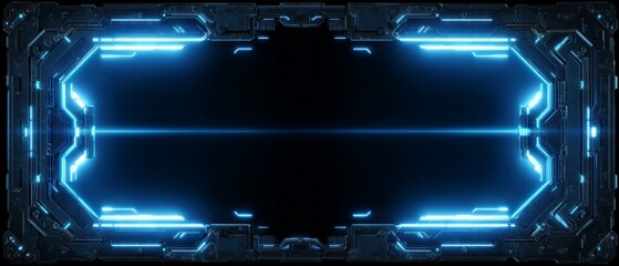 Futuristic control panel with glowing blue interface