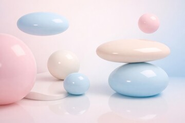 Balancing Pastel Spheres Composition
