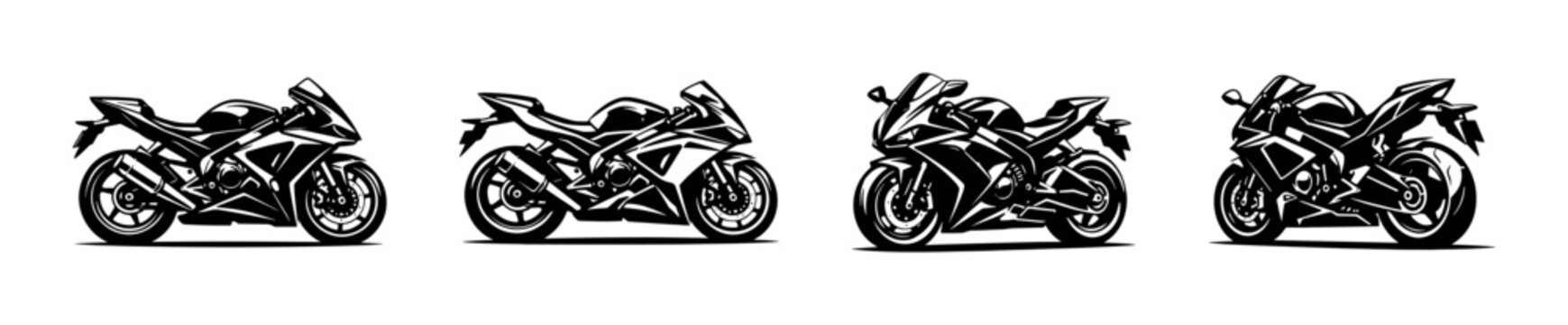 Racing motorcycle designs, flat vector illustration, sport bike collection