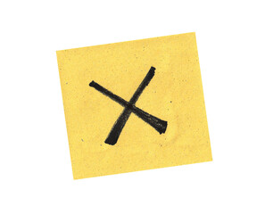 Black cross marker isolated on white background. hand-drawn black cross marker