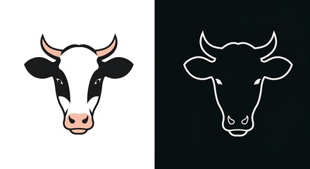 白黒の対比 牛の肖像