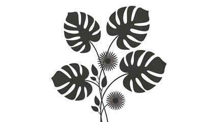 Minimal tropical monstera leaves botanical pattern design