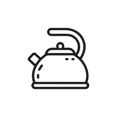Fototapeta premium Traditional Stove Top Tea Kettle Outline Illustration for Kitchenware and Cafe Branding