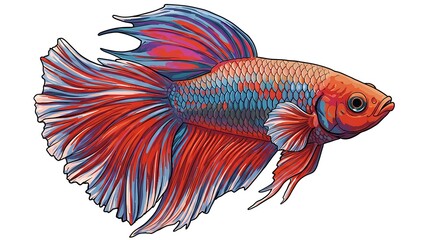 鮮やかなベタの精密画