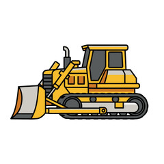 Fototapeta premium Stylized illustration of a yellow bulldozer with detailed components and modern design