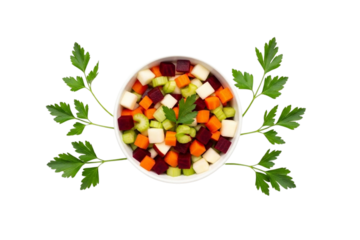 Colorful Vegetable Salad in Bowl with Fresh Parsley