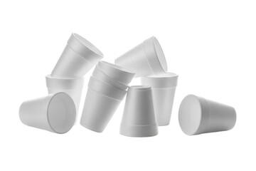 Stack of White Disposable Cups Isolated on Transparent Background