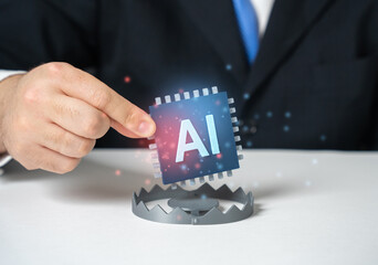 AI technologies can be a trap. Don't overuse artificial intelligence or rely on it entirely. Ethical risks, automation dependence. Human oversight importance, decision making balance.