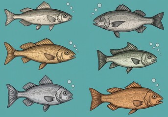 水彩画風 魚たちの色彩