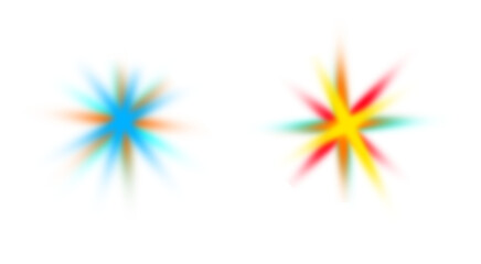 colorful sets of star glow rays light on transparent background