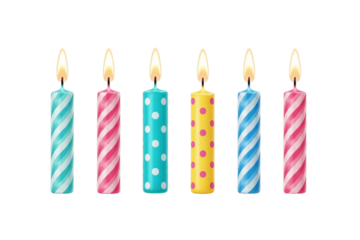 Colorful Birthday Candles with Various Patterns and Colors