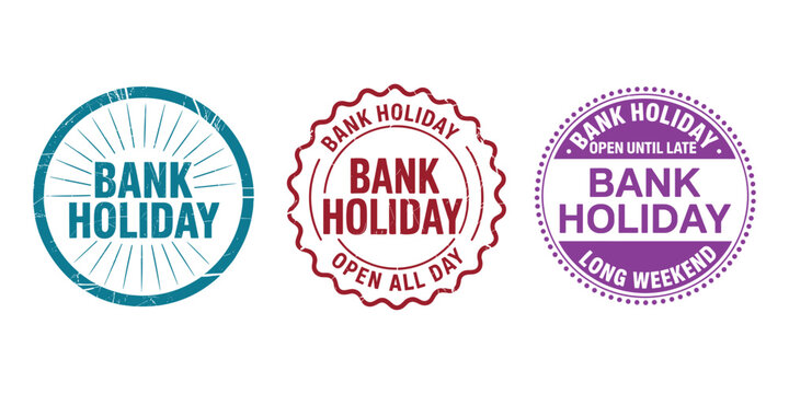 Bank holiday sign with open all day and long weekend donut, pastry, dessert, sweet, glaze, sprinkles