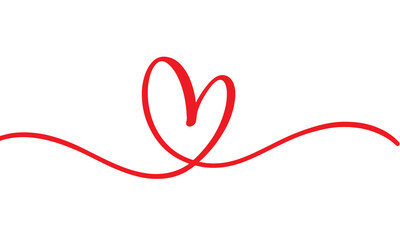 Black and White Heart Clipart Hand Drawn Doodle Continuous One Line Love Symbol Vector.eps