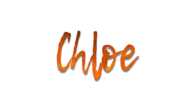 3D fire text effect of name Chloe on white background.