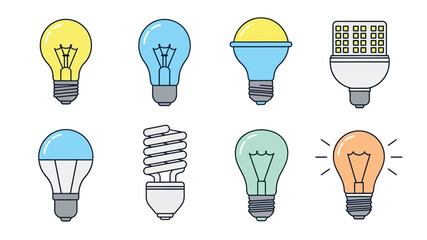 Variety of light bulbs incandescent led compact fluorescent and halogen styles