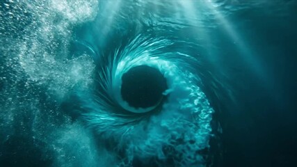 Vortex Beneath the Surface: An ethereal vortex swirls beneath the water surface, creating an aquatic spectacle of nature's power. Its deep, mesmerizing center captivates with an aura of mystery.