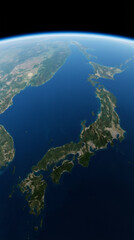 日本列島の衛生写真　空撮　衛星ビュー　　Generative AI	
