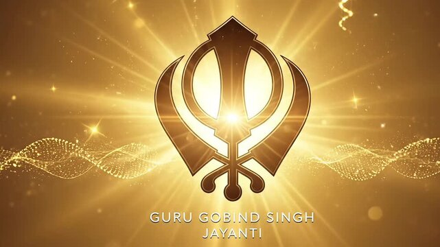 Khanda symbol spiritual animation inspired by guru gobind singh jayanti showing radiant golden light devotion faith sikh heritage identity religious inspiration and cinematic commercial storytelling